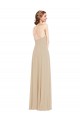 V-Neck Long Soft Chiffon Champagne Sleeveless Semi Formal Evening Dress / Bridesmaid Dress Darwin