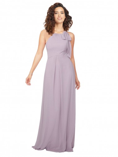 Halter Neck Long Chiffon Pink Glow Sleeveless Bridesmaid Dress / Evening Dress Darwin