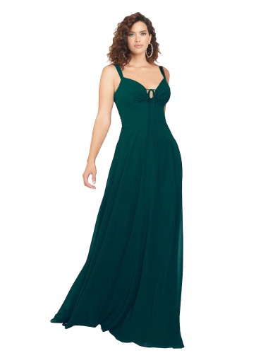 Sweetheart Long Soft Chiffon Hunter Sleeveless Bridesmaid Dress Darwin