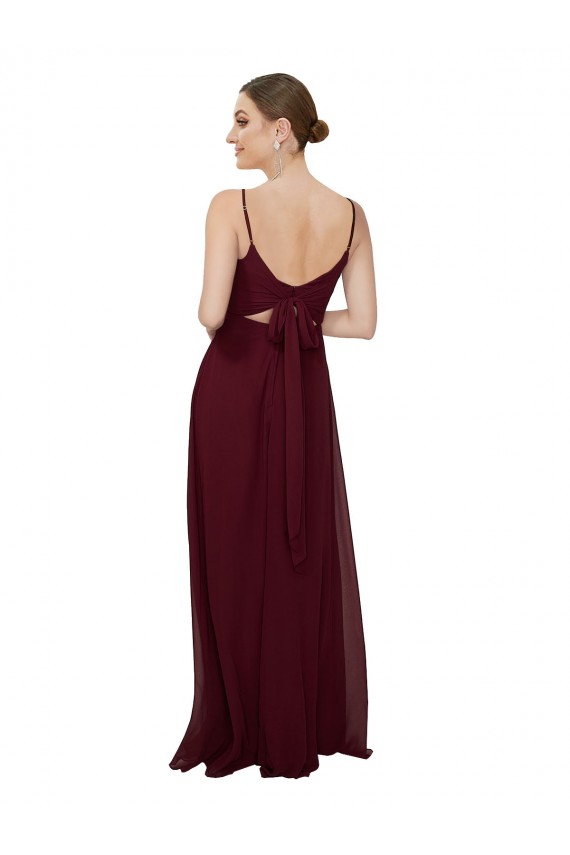 Scoop Neck Long Soft Chiffon Burgundy Gold Sleeveless Bridesmaid Dress Darwin