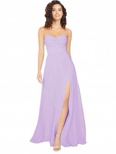 Strapless Long Chiffon Lilac Sleeveless Bridesmaid Dress / Evening Dress Darwin