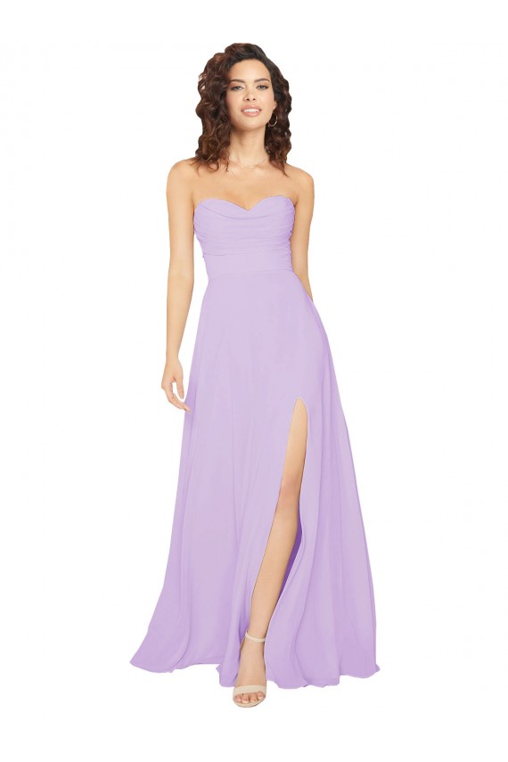 Strapless Long Chiffon Lilac Sleeveless Bridesmaid Dress / Evening Dress Darwin