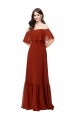 Off the Shoulder Long Soft Chiffon Red Short Flutter Sleeves Bridesmaid Dress Darwin