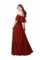 Off the Shoulder Long Soft Chiffon Red Short Flutter Sleeves Bridesmaid Dress Darwin