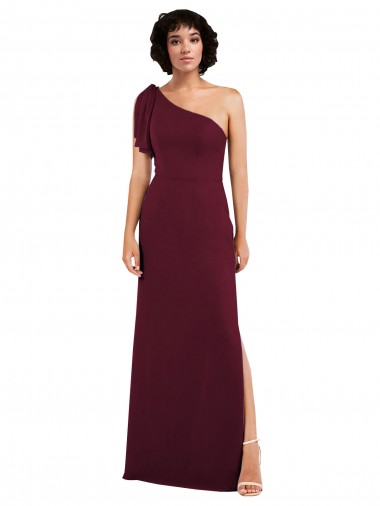 One Shoulder Long Soft Chiffon Burgundy Sleeveless Formal Evening Gown / Bridesmaid Dress Darwin