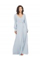 V-Neck Long Soft Chiffon Sea Glass Long Sleeves Formal Dress / Bridesmaid Dress Darwin