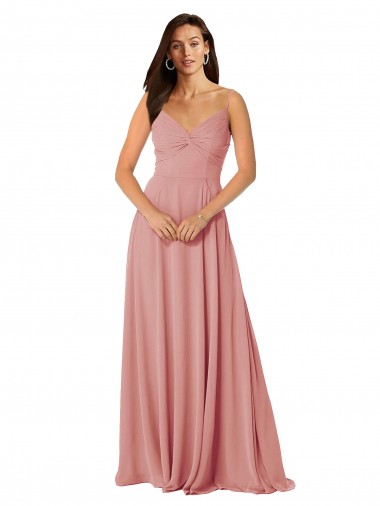 V-Neck Long Lxue Chiffon Bliss Pink Sleeveless Bridesmaid Dress Darwin