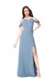 Off the Shoulder Long Soft Chiffon Dusty Blue Sleeveless Evening Dress / Bridesmaid Dress Darwin