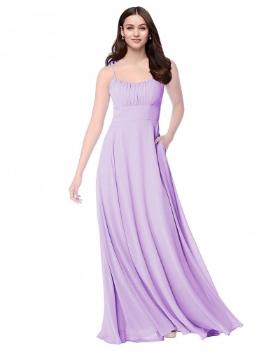 Scoop Neck Long Soft Chiffon Lilac Sleeveless Bridal Party Dress Darwin