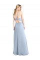 Halter Neck Long Chiffon Light Sky Blue Sleeveless Bridesmaid Dress / Evening Dress Darwin