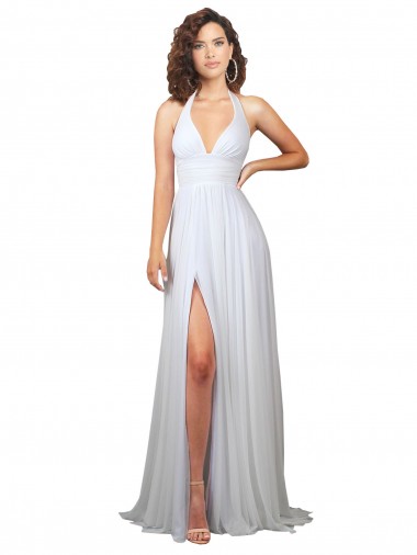 V-Neck Sweep Train Soft Chiffon White Sleeveless Beach Wedding Dress Darwin