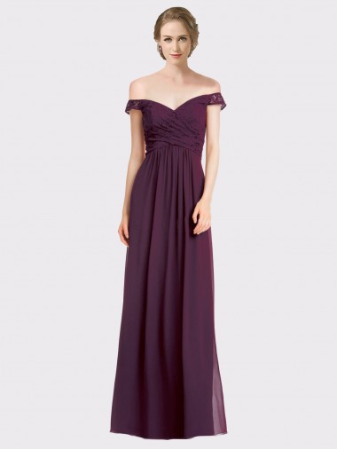 Sweetheart Long Soft Chiffon & Lace Grape Sleeveless Bridesmaid Dress Darwin