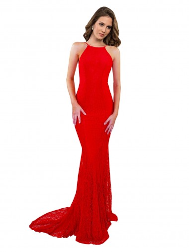 High Neck Long Lace Red Sleeveless Evening Gown / Prom Dress / Bridesmaid Dress Darwin