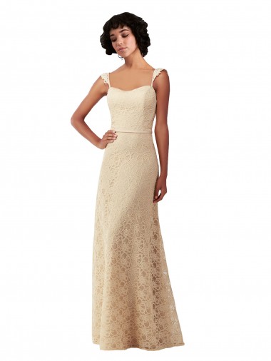 Sweetheart Long Lace Champagne Sleeveless Bridesmaid Dress Darwin