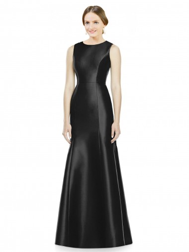 High Neck Long Satin Black Sleeveless Bridesmaid Dress Darwin