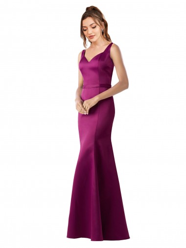 Bateau Neck Long Satin Merlot Sleeveless Black Tie Evening Gown / Prom Dress / Bridesmaid Dress Darwin