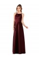 Halter Neck Long Satin Burgundy Gold Sleeveless Prom Dress / Bridesmaid Dress Darwin