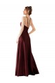 Halter Neck Long Satin Burgundy Gold Sleeveless Prom Dress / Bridesmaid Dress Darwin