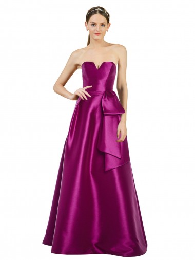 V-Neck Long Satin Merlot Sleeveless Prom Dress / Bridesmaid Dress Darwin