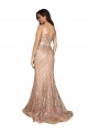 V-Neck Long Sequin & Sparkling Sequin Rose Gold Sleeveless Formal Plus Size Evening Gown / Prom Dress / Bridesmaid Dress Darwin