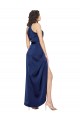 High Neck Long Silk like Satin Sapphire Sleeveless High Low Evening Gown / Prom Dress / Bridesmaid Dress Darwin