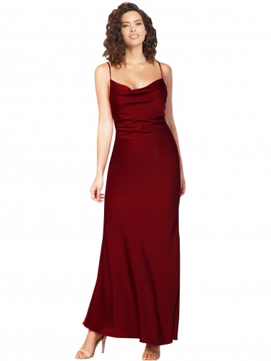 Cowl Neck Long Silk like Satin Burgundy Sleeveless Black Tie Evening Gown / Prom Dress / Bridesmaid Dress Darwin