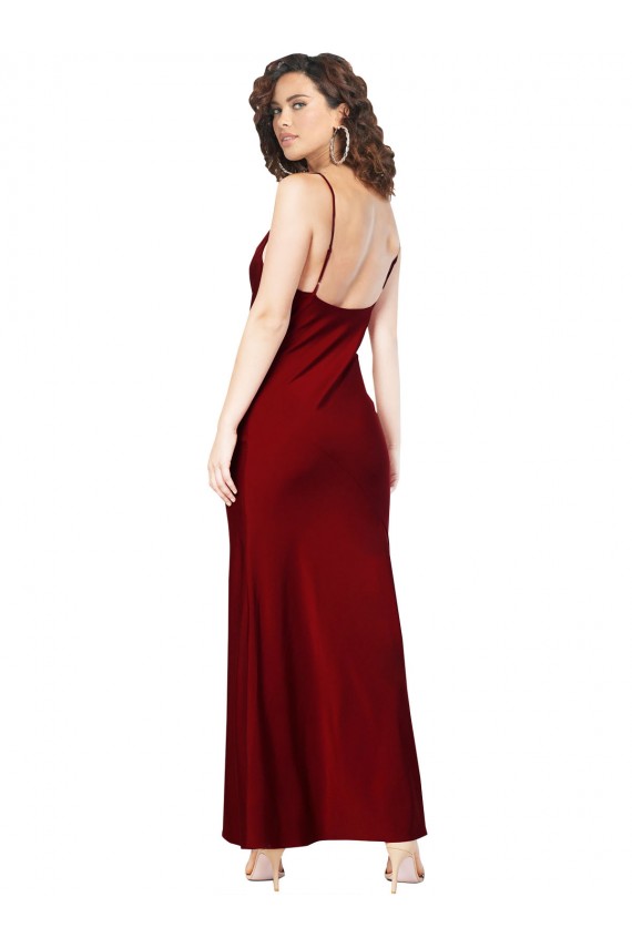 Cowl Neck Long Silk like Satin Burgundy Sleeveless Black Tie Evening Gown / Prom Dress / Bridesmaid Dress Darwin