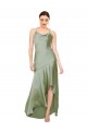 Cowl Neck Long Silk like Satin Smoke Green Sleeveless High Low Evening Gown / Prom Dress / Bridesmaid Dress Darwin