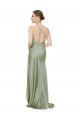 Cowl Neck Long Silk like Satin Smoke Green Sleeveless High Low Evening Gown / Prom Dress / Bridesmaid Dress Darwin