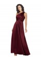 One Shoulder Long Silk like Satin Burgundy Sleeveless Formal Evening Gown / Prom Dress / Bridesmaid Dress Darwin