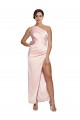 One Shoulder Long Silk like Satin Pink Sleeveless Semi Formal Evening Dress / Prom Dress / Bridesmaid Dress Darwin