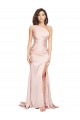 One Shoulder Long Silk like Satin Pink Sleeveless Black Tie Evening Dress / Prom Dress / Bridesmaid Dress Darwin