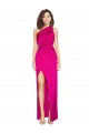 One Shoulder Long Silk like Satin Fuchsia Sleeveless Formal Evening Gown / Prom Dress / Bridesmaid Dress Darwin