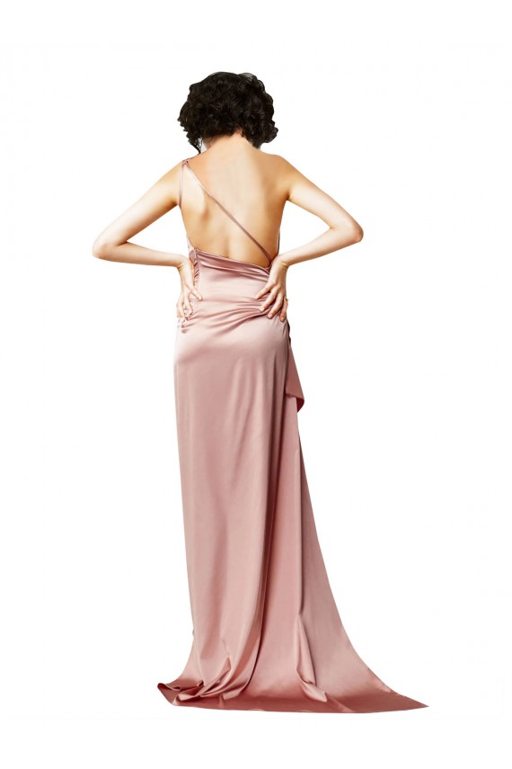 One Shoulder Long Silk like Satin Dusty Pink Sleeveless Formal Evening Gown / Prom Dress / Bridesmaid Dress Darwin