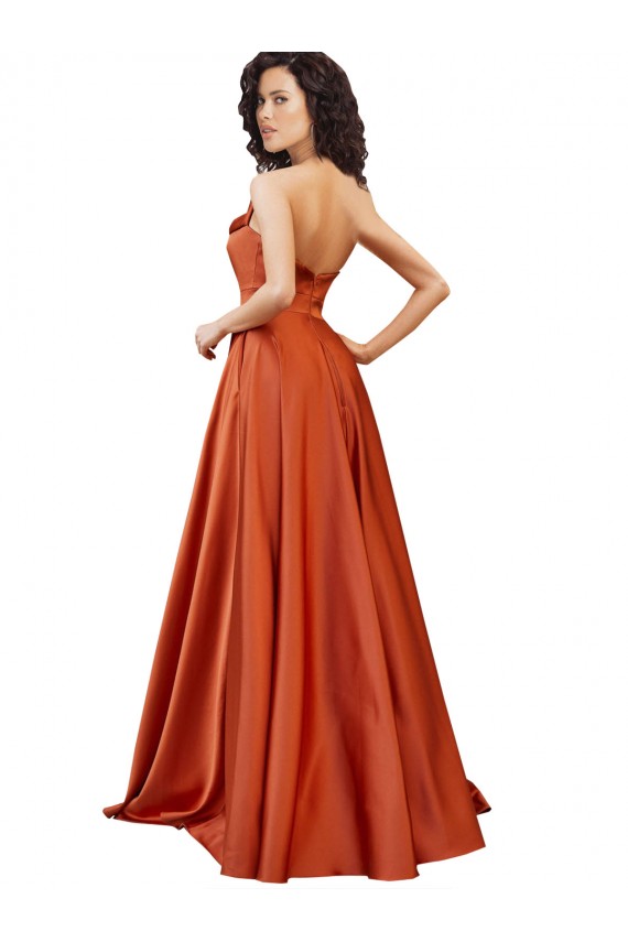 Round Neck Sweep Train Silk like Satin Burnt Orange Sleeveless Formal Evening Gown / Prom Dress / Bridesmaid Dress Darwin