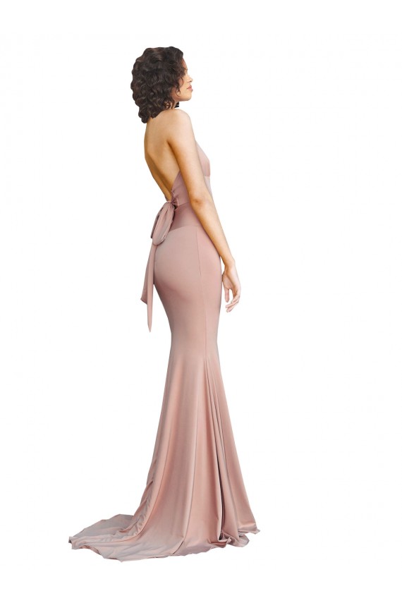 V-Neck Long Spandex Dusty Pink Sleeveless Formal Evening Gown / Prom Dress / Bridesmaid Dress Darwin