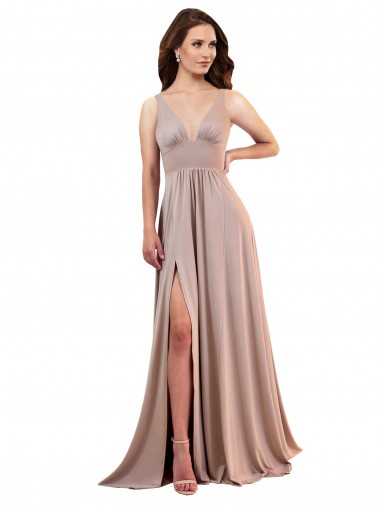 V-Neck Long Spandex Dusty Pink Sleeveless Black Tie Evening Gown / Prom Dress / Bridesmaid Dress Darwin