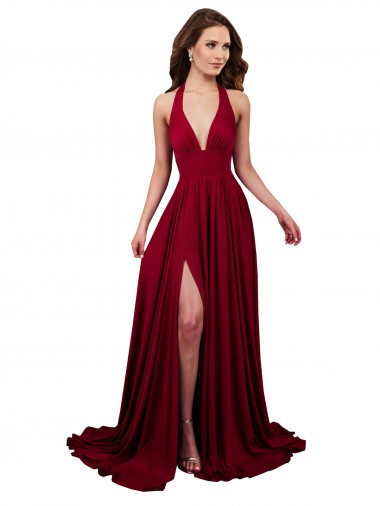 V-Neck Long Spandex Burgundy Sleeveless Black Tie Evening Gown / Prom Dress / Bridesmaid Dress Darwin