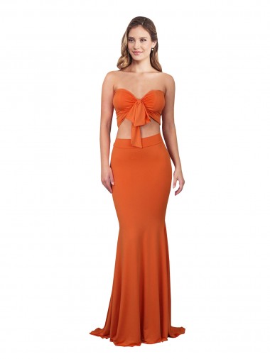 Strapless Long Spandex Orange Sleeveless Formal Evening Gown / Prom Dress / Bridesmaid Dress Darwin