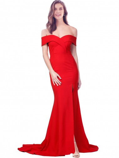 Sweetheart Long Stretch Crepe Red Sleeveless Bridesmaid Dress / Evening Dress Darwin