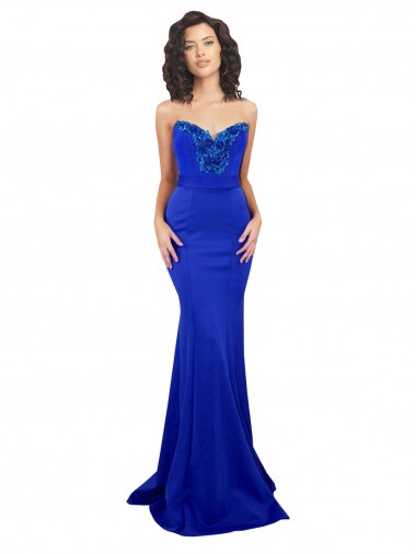 High Neck Long Stretch Crepe Royal Blue Sleeveless Formal Evening Gown / Prom Dress / Bridesmaid Dress Darwin