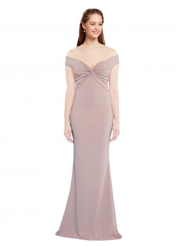 V-Neck Long Stretch Crepe Dusty Pink Sleeveless Formal Evening Gown / Prom Dress / Bridesmaid Dress Darwin