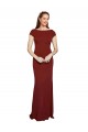 Round Neck Long Stretch Crepe Burgundy Cap Sleeves Formal Evening Gown / Prom Dress / Bridesmaid Dress Darwin