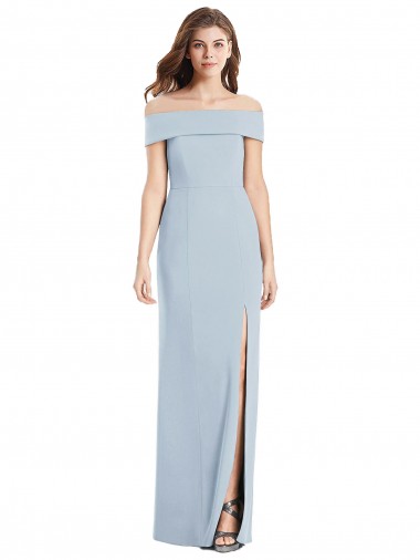 Off the Shoulder Long Stretch Crepe Light Sky Blue Sleeveless Formal Dress / Bridesmaid Dress Darwin