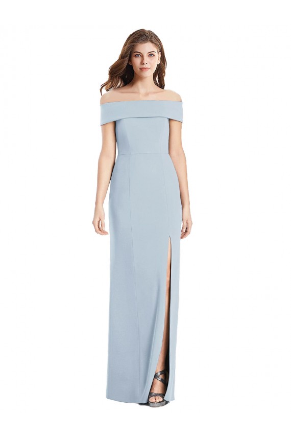 Off the Shoulder Long Stretch Crepe Light Sky Blue Sleeveless Formal Dress / Bridesmaid Dress Darwin