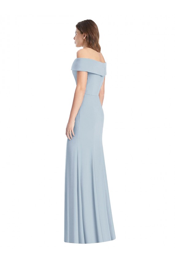 Off the Shoulder Long Stretch Crepe Light Sky Blue Sleeveless Formal Dress / Bridesmaid Dress Darwin