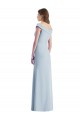 V-Neck Long Stretch Crepe Light Sky Blue Sleeveless Black Tie Evening Gown / Bridesmaid Dress Darwin