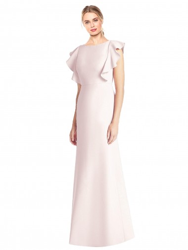 Bateau Neck Long Stretch Crepe Pink Cap Sleeves Formal Dress / Bridesmaid Dress Darwin