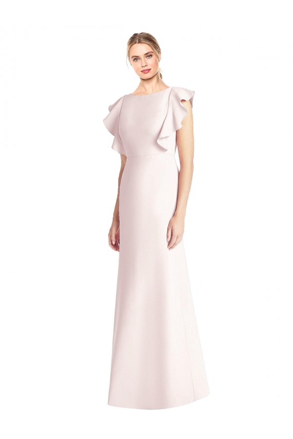 Bateau Neck Long Stretch Crepe Pink Cap Sleeves Formal Dress / Bridesmaid Dress Darwin