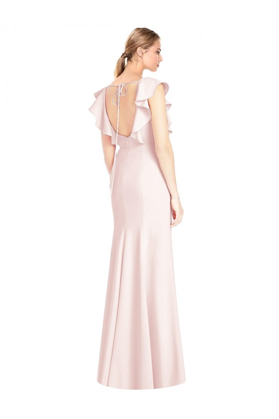 Bateau Neck Long Stretch Crepe Pink Cap Sleeves Formal Dress / Bridesmaid Dress Darwin